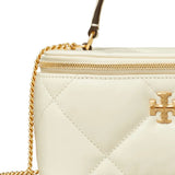 Close up of white bags,showing texture of the LWG-certified leather fabric.