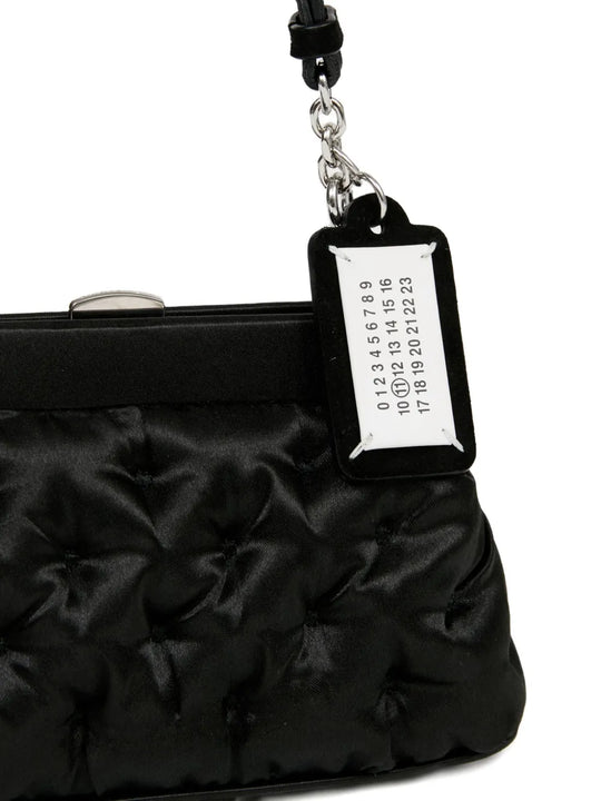 Close up of the black bag, showing texture of the polyamide fabric