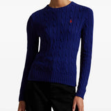 Blue pullover worn by a person, showing the pullover's fit