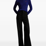Blue pullover , full body view