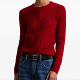 Red pullover,,worn by a person, showing the pullover's fit