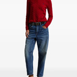 Red pullover,,full body view