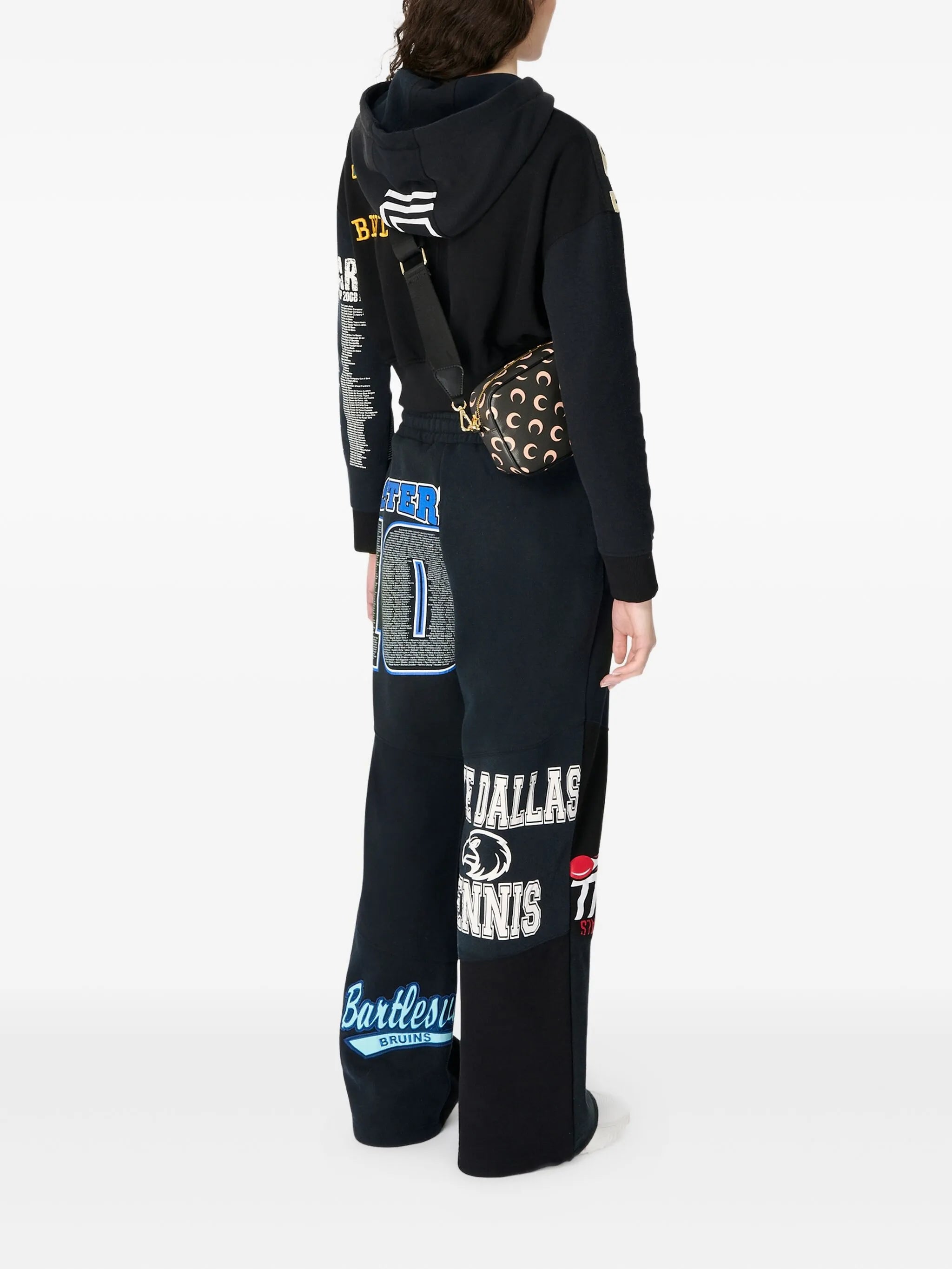 black hoodie, full body view