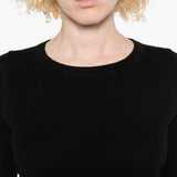 Close up of black shirt, showing texture of the fabric