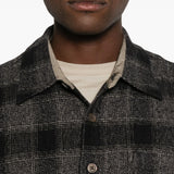 Close up of grey shirt, showing texture of the cotton fabric