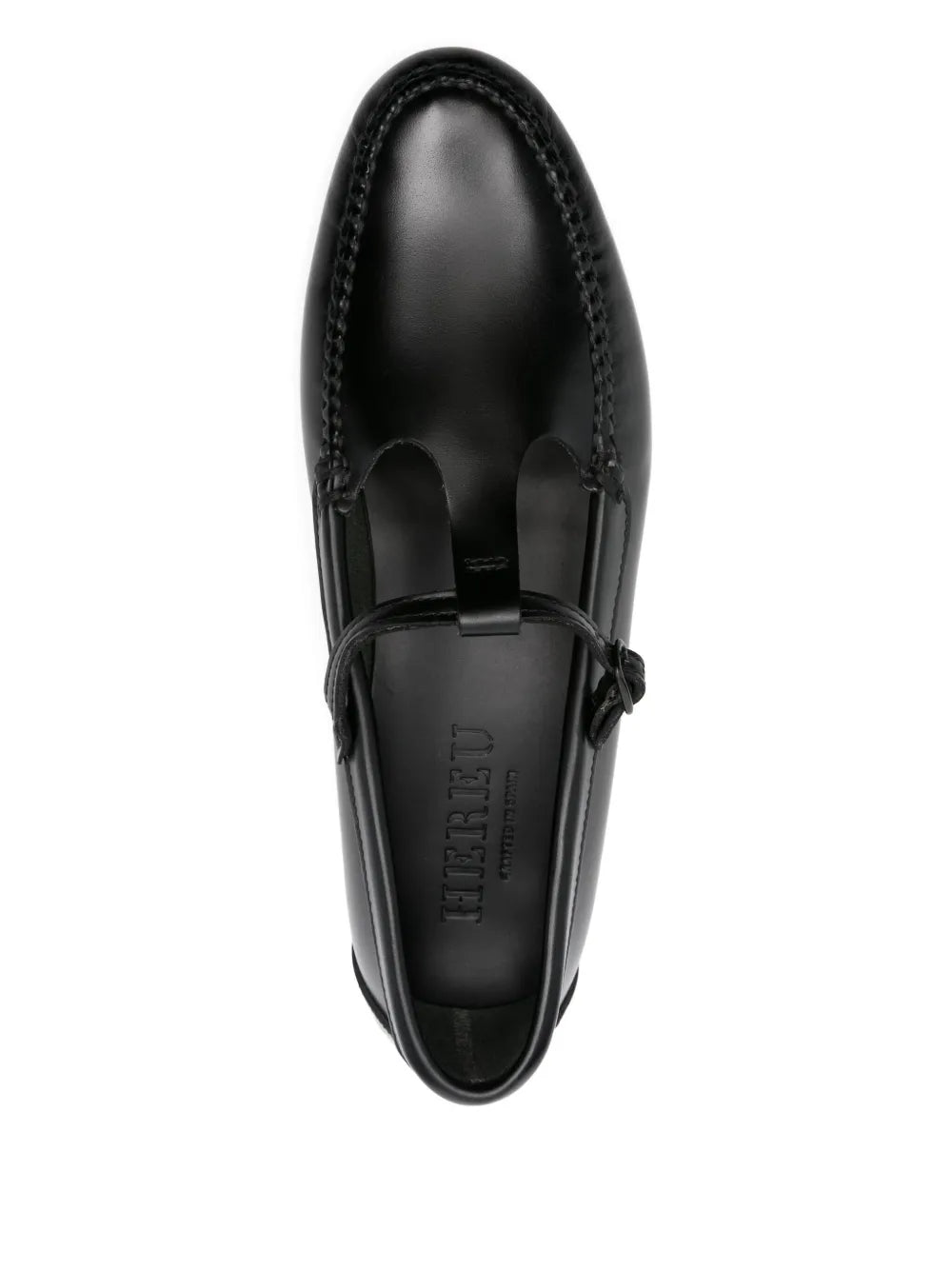Black loafer, top view