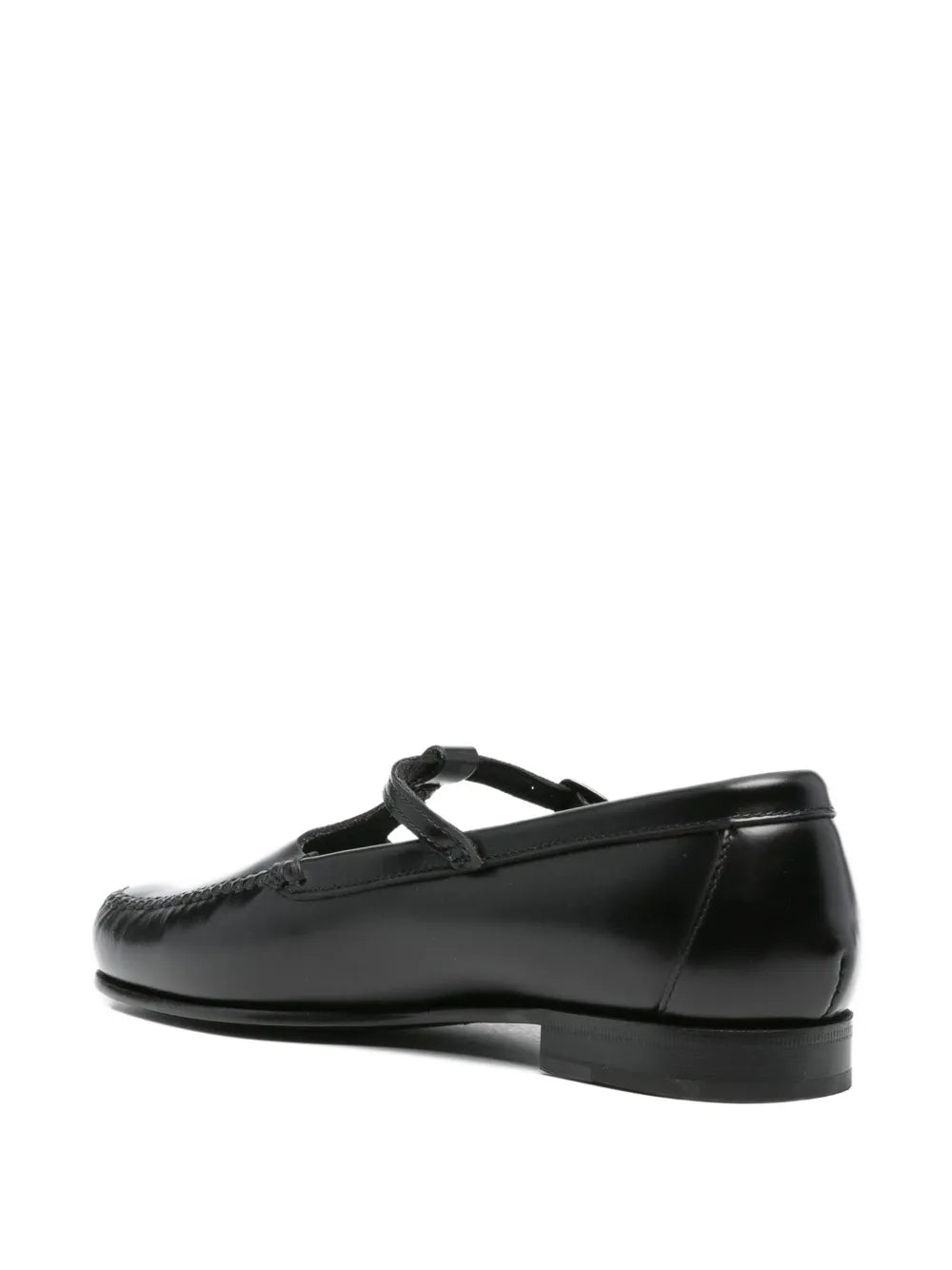 Black loafer, back view