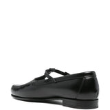 Black loafer, back view