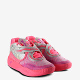 Pink sneakers, side view