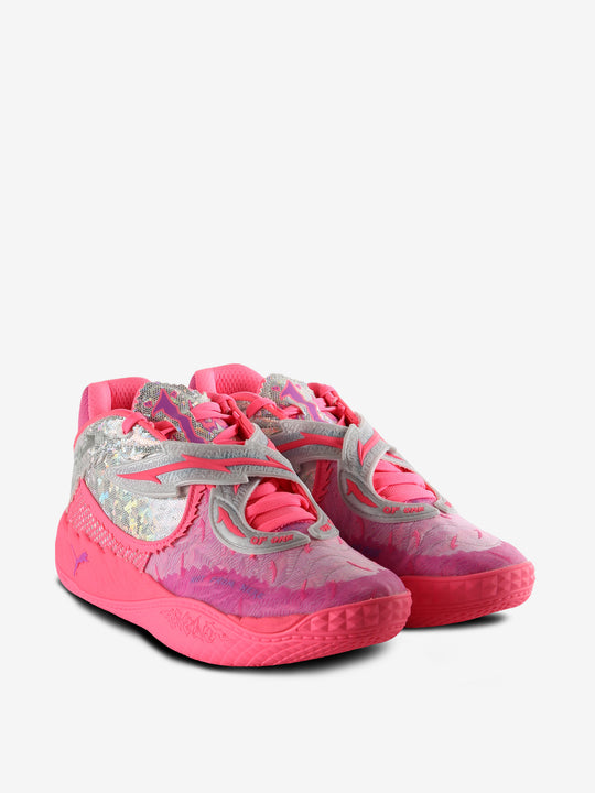 Pink sneakers, side view