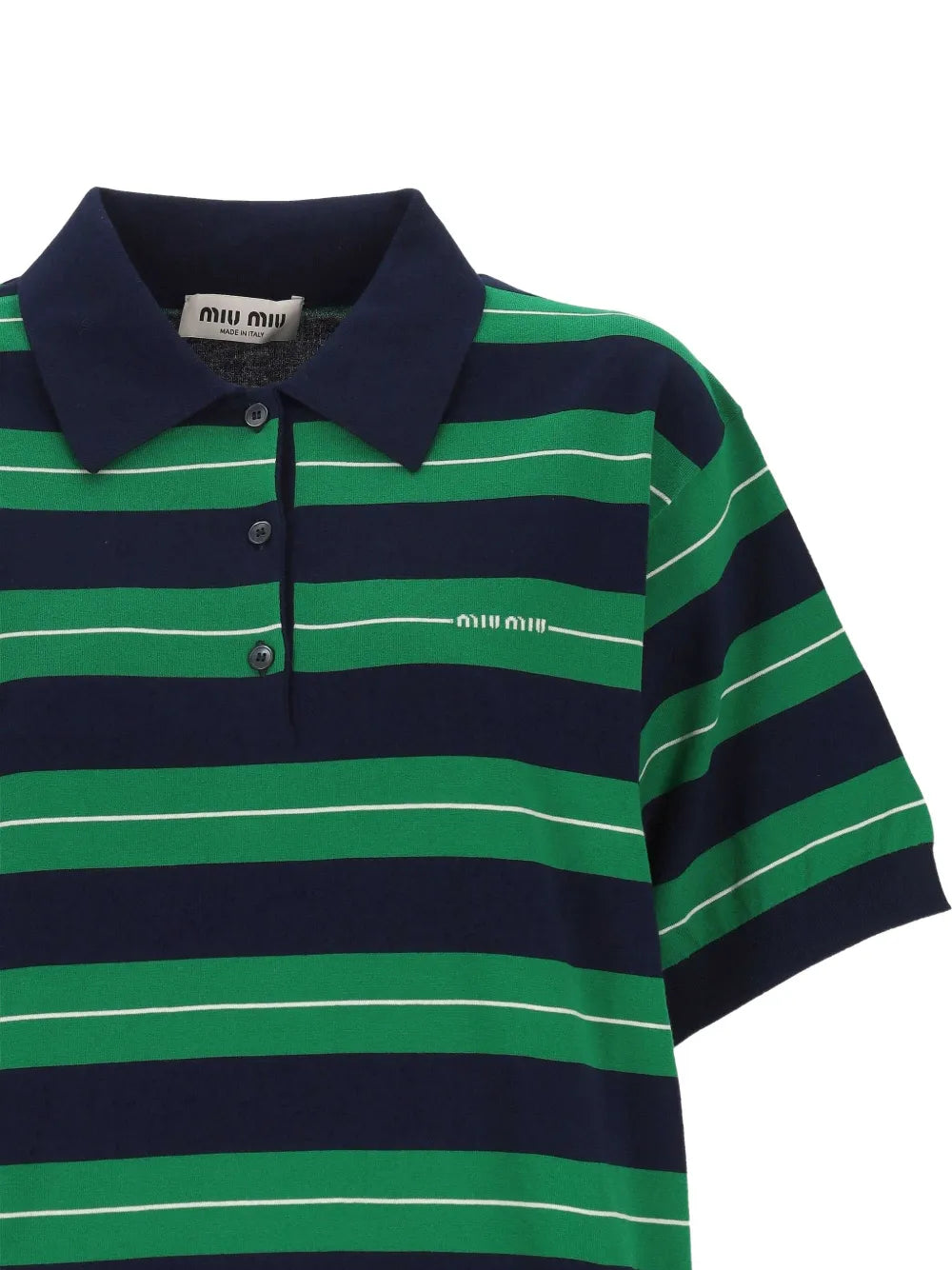 Close up of the blue shirt, showing texture of the cotton fabric