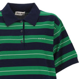 Close up of the blue shirt, showing texture of the cotton fabric