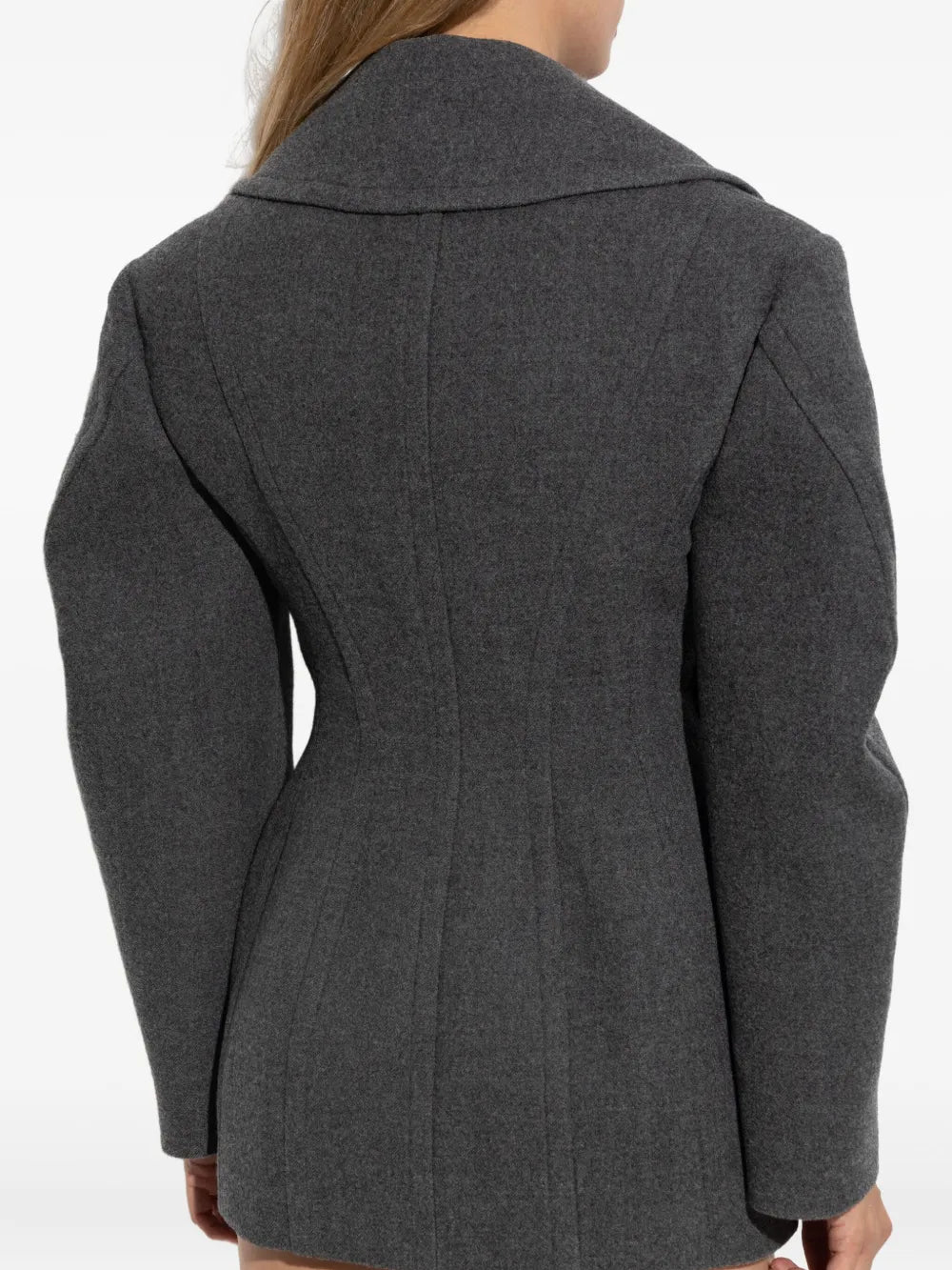 Grey Coat worn by a person, showing the coat's fit