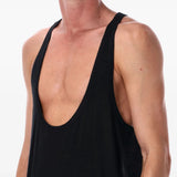 Close up of black tops, showing texture of the cotton fabric