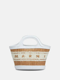 MARNI - Women In Leather And Raffia-Effect Fabric Microbag