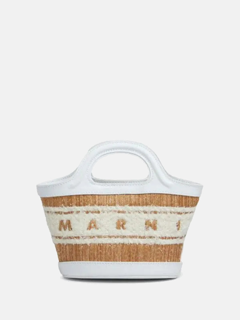 MARNI - Women In Leather And Raffia-Effect Fabric Microbag