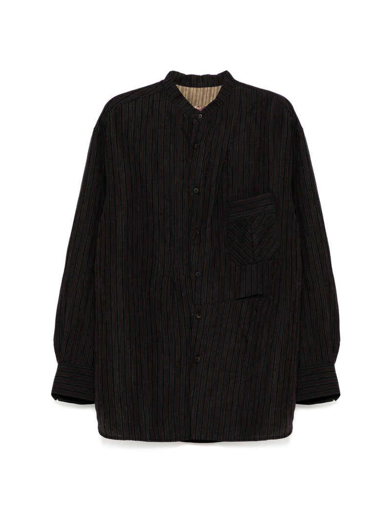 ZIGGY CHEN - Men Pleated Mandarin Collar Shirt