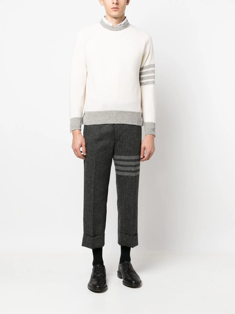 THOM BROWNE Men Jersey Stitch Reglan Sleeve Relaxed Crewneck Pullover Sweater
