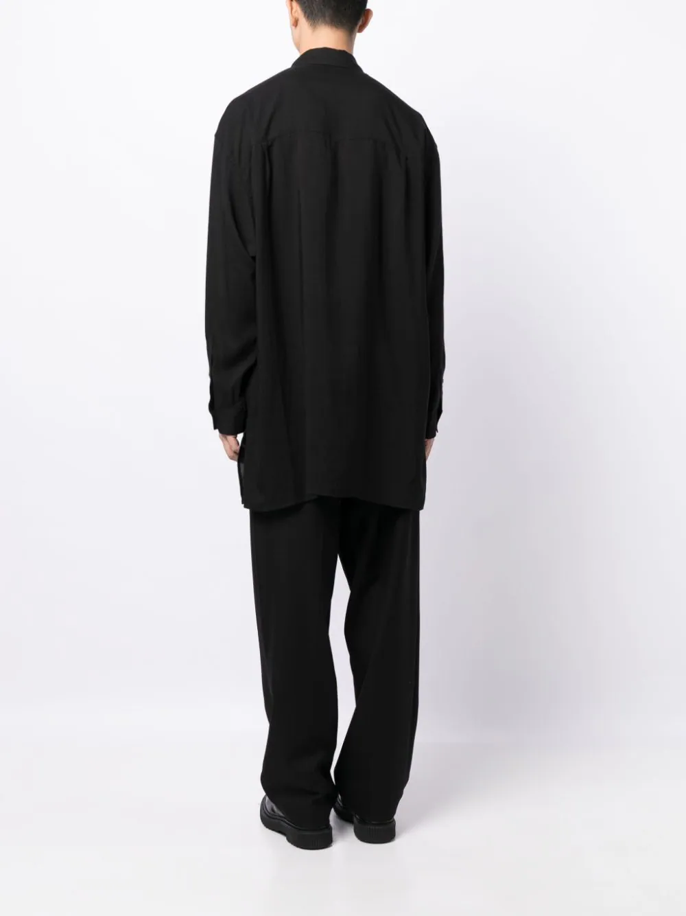 YOHJI YAMAMOTO POUR HOMME Men Chin Flap Open Collar Shirt