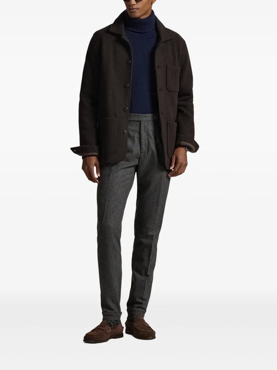 brown coat, full body view