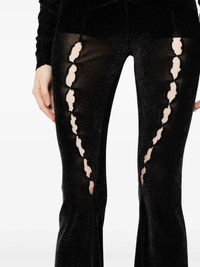 RUI Women Cutout Velvet Flared Trousers