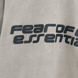 Close up of grey hoodie, showing texture of the Cotton fabric