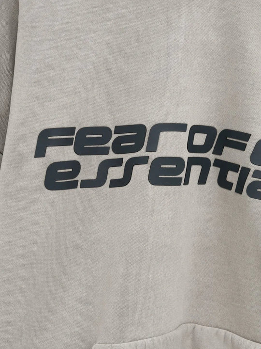 Close up of grey hoodie, showing texture of the Cotton fabric