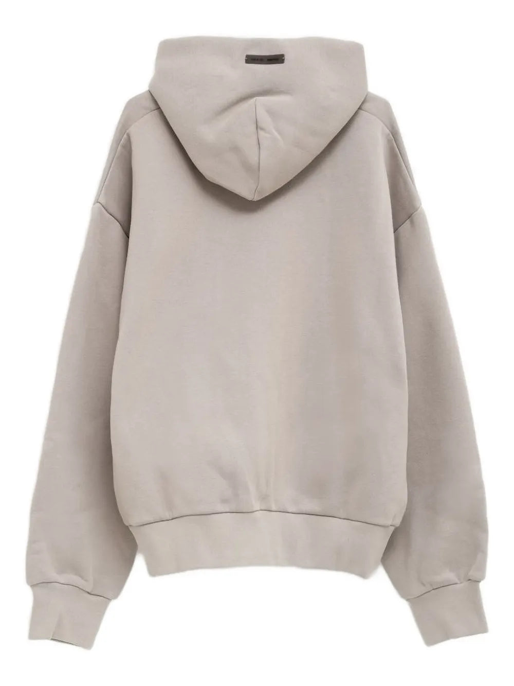 grey hoodie, back view