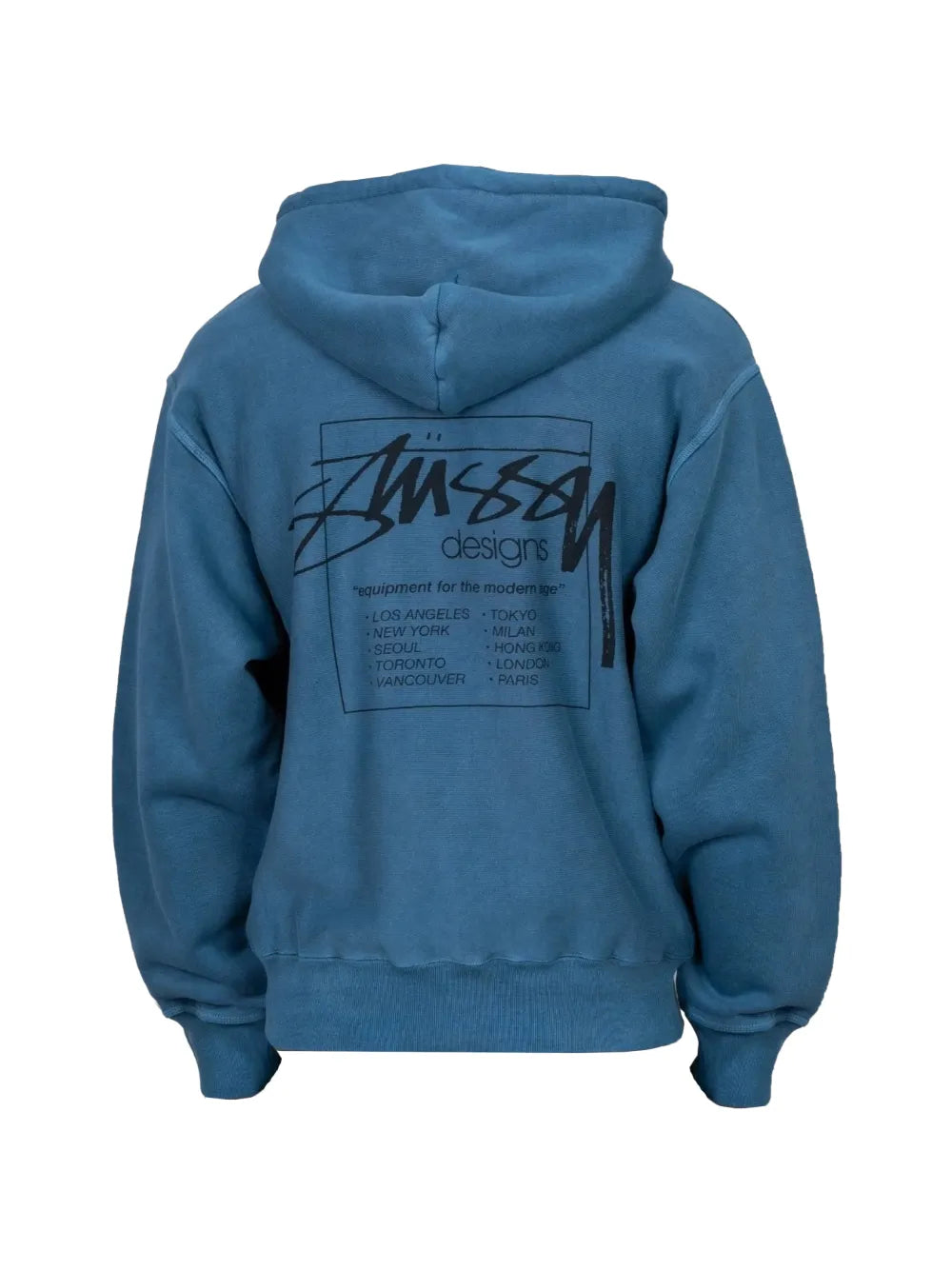 Blue sweats-hoodies, back view