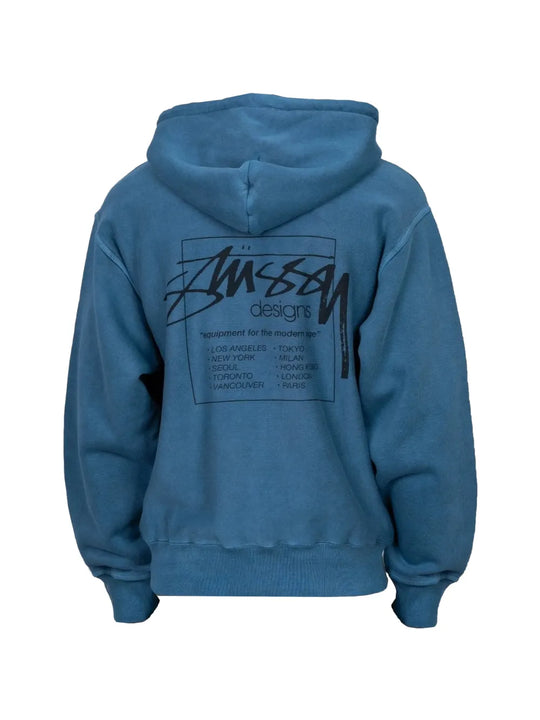 Blue sweats-hoodies, back view
