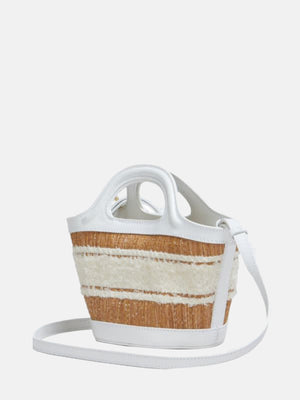 MARNI - Women In Leather And Raffia-Effect Fabric Microbag