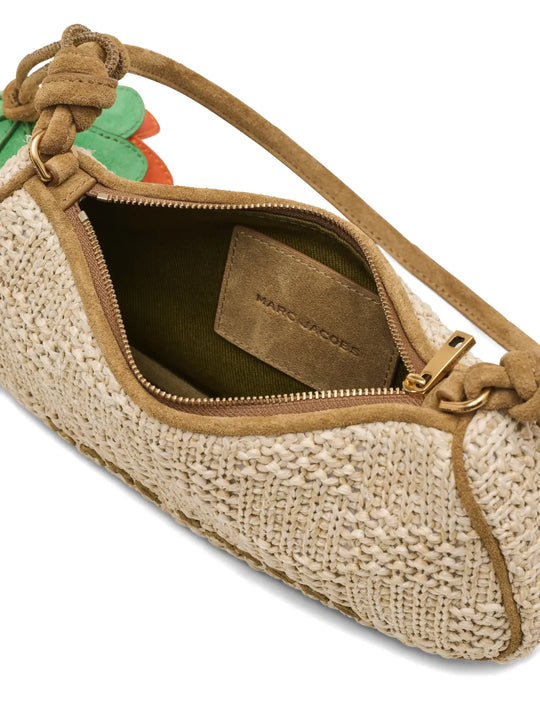 Close up of tan bag, showing texture of the Polyethylene fabric