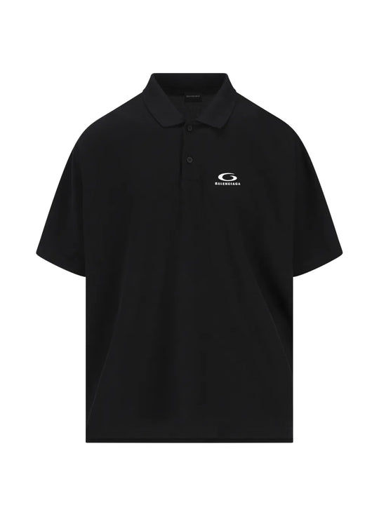 Black polo shirt,front view