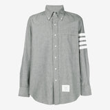 THOM BROWNE - Men Straight Fit Shirt W/ 4 Bar In Chambray