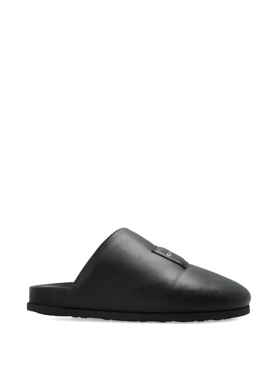 Black loafers-mules, front view