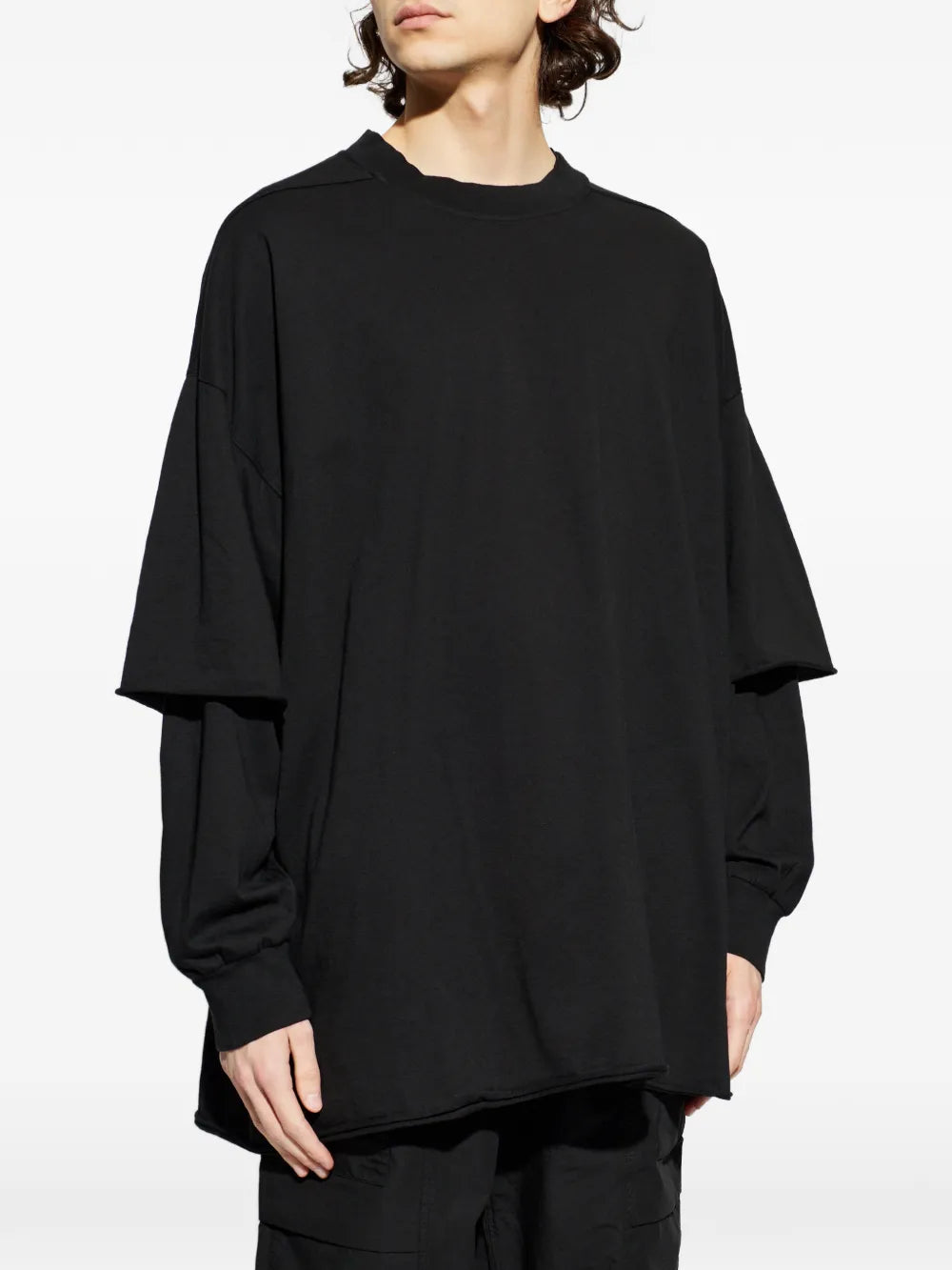 Black sweats, full body view