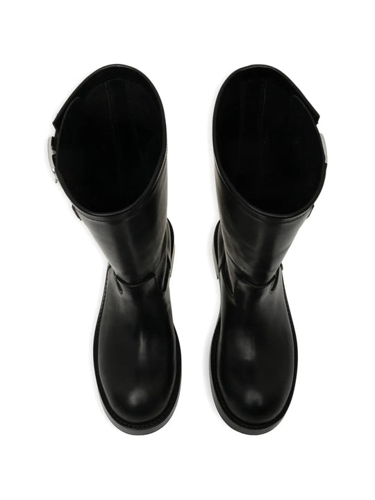 Black boots, top view
