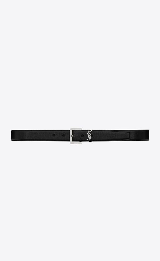 SAINT LAURENT - Men Cassandre Smooth Leather Belt