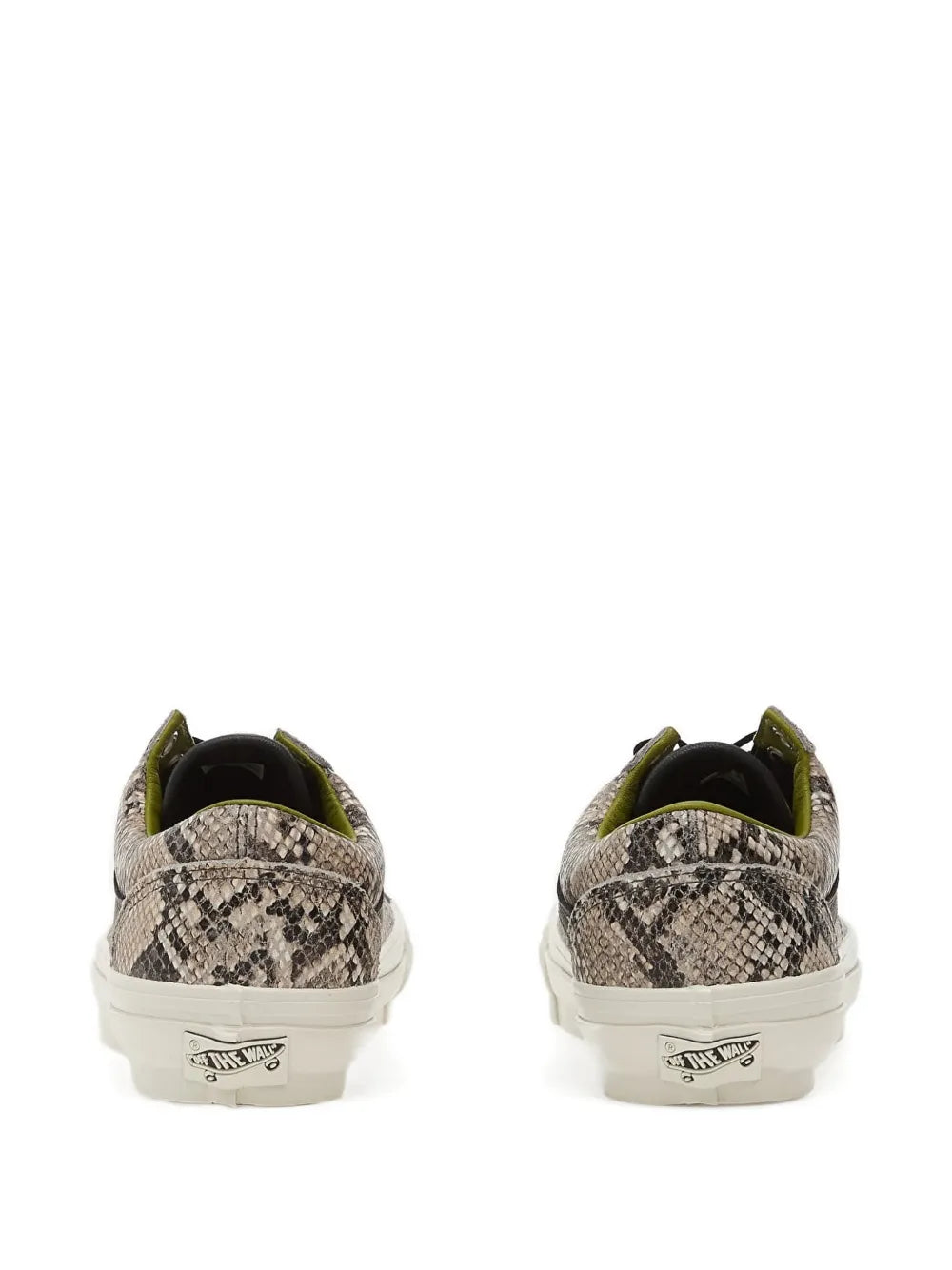 Tan shoes, back view