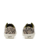 Tan shoes, back view