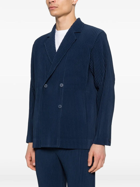 blue jackets worn by a person, showing the jackets fit