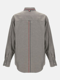 THOM BROWNE - Men Oversized Shirt With Knit Collar In Engineered RWB Stripe Cotton Flannel