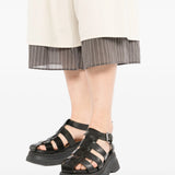 Y'S - Women Cotton Broad Gathere Double Pants