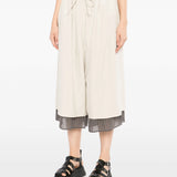 Y'S - Women Cotton Broad Gathere Double Pants
