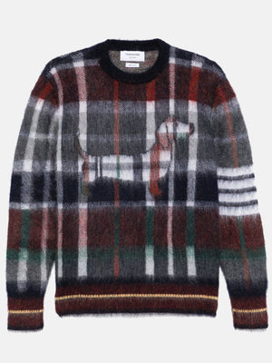 THOM BROWNE - Men Gingham Hector Tartan Check Jacquard Crew Neck Pullover