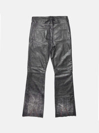 ENFANTS RICHES DEPRIMES - Men Distressed Raw Hem Leather Flare Jeans