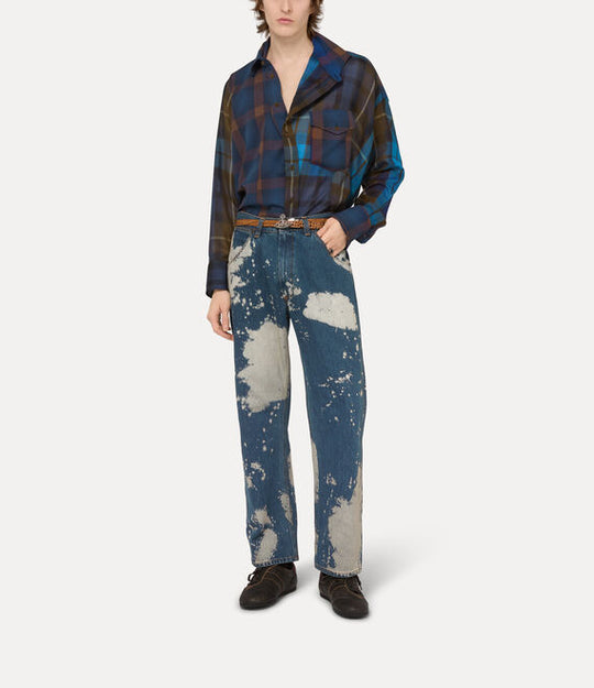 Blue shirt, full body view