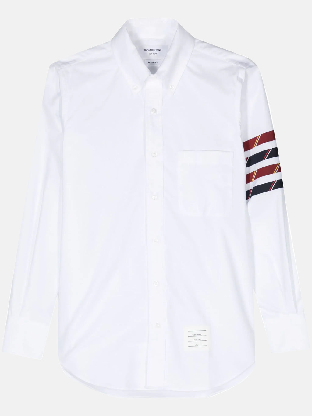 THOM BROWNE - Men Straight Fit B/D L/S Shirt W/Seamed 4 Bar In Shadow Stripe Mogador In Oxford