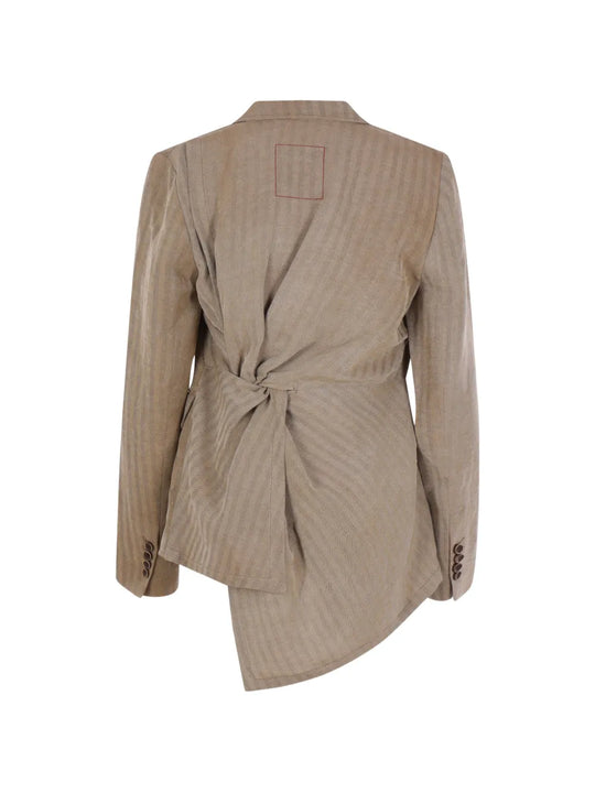 Tan jacket, back view