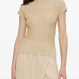 ISSEY MIYAKE - Women Sheer Fuzzy Pleats Shirt